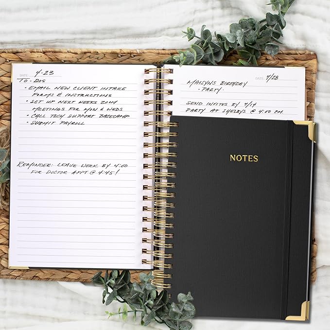 Aesthetic Thick Spiral Notebook Journal For Women in B5 Format - Stylish Linen Hardcover College Ruled Note Book w 300 Lined Pages - Cute Supplies For Bible Study & Staying Organized at Work or School