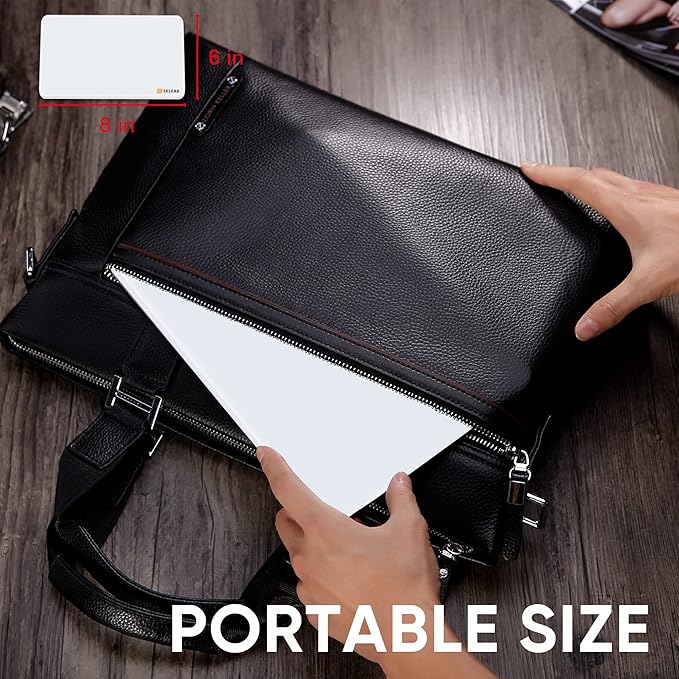 SELEAD Small Dry Erase White Board - 8"x6" Handheld Desktop Glass Clipboard with Pen Holder, Memo Note Whiteboard for Home Office, Reusable Tabletop Writing Teaching Pad