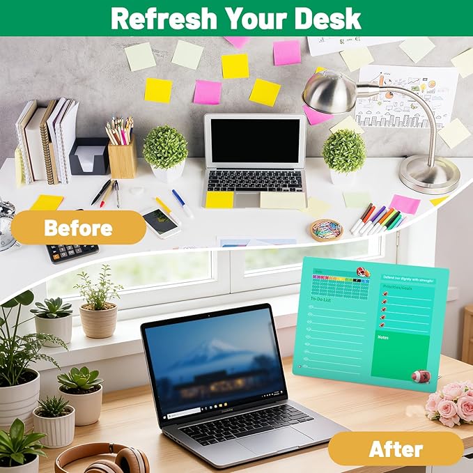 LeMotech Desktop Acrylic Dry Erase Board, 15.7x11.8 inches Weekly & to-Do List Planner, Tabletop Whiteboard with Stand, Office Supplies Includes 2 Markers & 1 Eraser, Green Football Pattern, 1 Pack