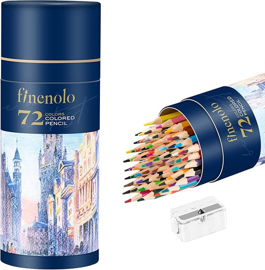 finenolo 72 Colored Pencils for Adult Coloring Books, Soft Core, Art Drawing Pencils for Artists Beginners, Coloring Pencils Set with Sharpener for Coloring, Sketching, Painting