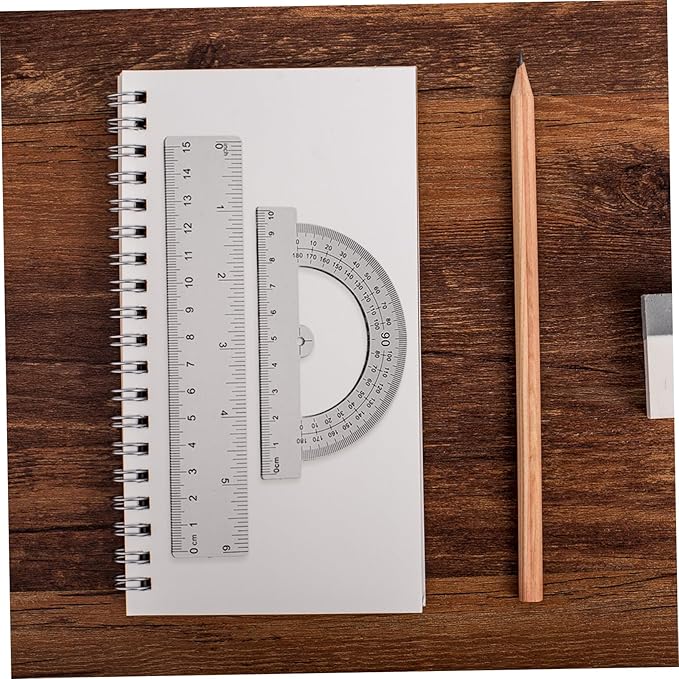 VILLCASE 2sets Transparent Math Geometry Tool Kit Includes Triangle Ruler Protractor and Drafting Ruler for School Office and Home Use Measuring Artists and Engineers