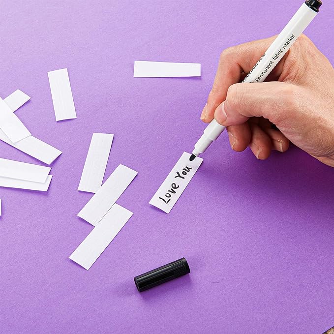 Tatuo 200 Pieces Iron on Name Tags for Clothing, Clothing Labels for Nursing Home, Name Fabric Labels Tags with Permanent Marker for Nursing Home College Camp Day Care Uniforms