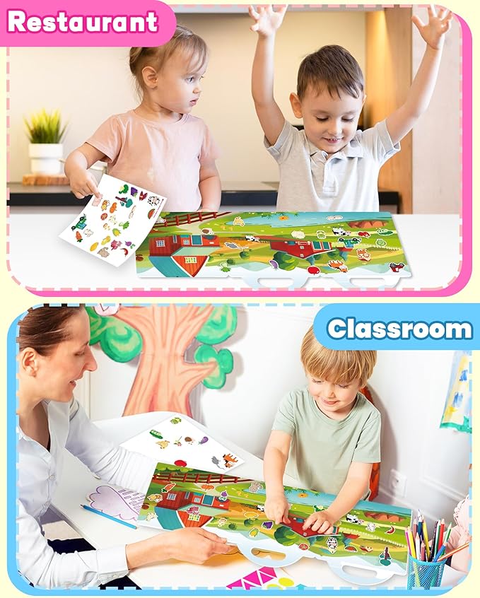 Walenced Reusable Sticker Book for Toddlers, Travel Stickers for Kids, Toddler Craft Activities Toys, Birthday Gifts for Boys & Girls
