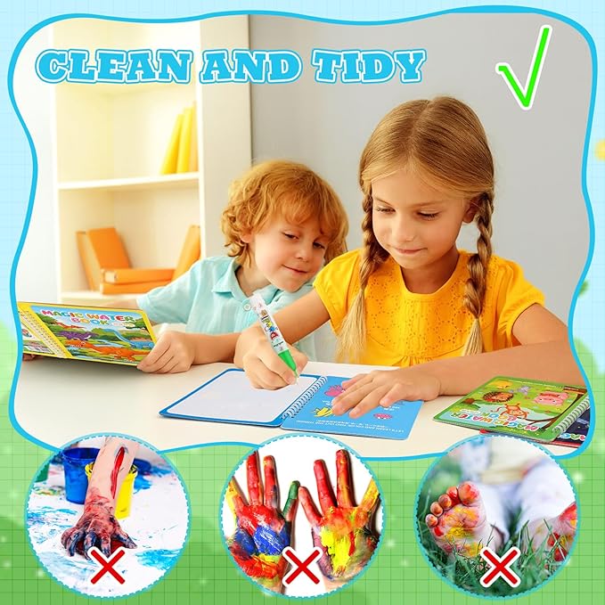 Gaillty 32 Pack Water Coloring Books Set for Kids Toddlers Reusable Water Painting Book for Paper Painting Early Childhood Educational Gift Easter Basket Filler Gift