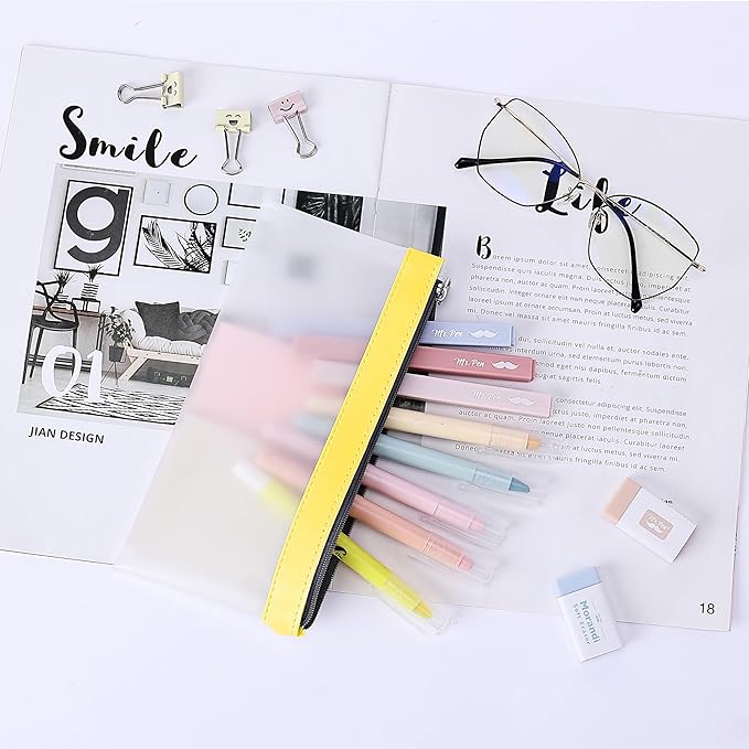 Mr. Pen- Clear Pencil Pouch, 8.50"x4.25", 3 Pack, Durable TPU Material, Medium Water-Resistant Pencil Bags with Smooth Zipper, Multipurpose Clear Pouch for Stationery, School, Office, Travel Supplies