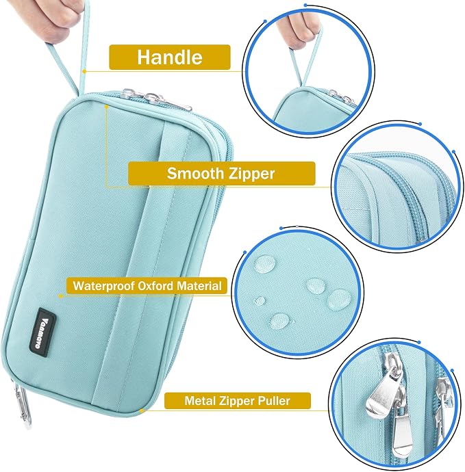 Pencil Case Big Capacity Pen Pouch Large Storage Holder Marker Pen Bag Durable 3 Compartment School Office Desk Organizer Portable Cute Zipper Stationery for Kids Teen Student Boys Girls Adults