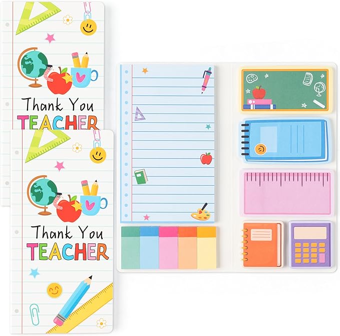 B1ykin Thank You Teacher Sticky Notes Set - Composition Line Teacher Self-Stick Notes Pad, 550 Sheets Writing Memo Pages Sticky Notepad for Teacher Appreciation Gifts, School Office Supplies (2Pcs)