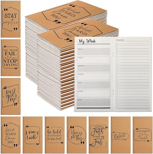Yeaqee 50 Pcs Employee Appreciation Gifts Undated Weekly Pocket Planners Bulk to Do List Inspirational Habit Track Notebooks for Teacher Boss Nurse Volunteer Social Worker(encouraging)