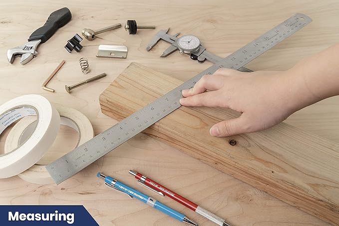 Pacific Arc 18 Inch Stainless Steel Ruler with Inch/Metric Conversion Table