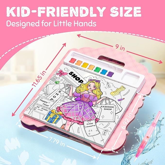 JoyCat Find & Color Paint with Water Coloring Books for Toddlers, Educational Seek and Find, No Mess Art & Craft Toy, Fun Learning Activity for Kids Ages 3-5 4-8, Gifts for Girls Boys (Fashion Dress-up)