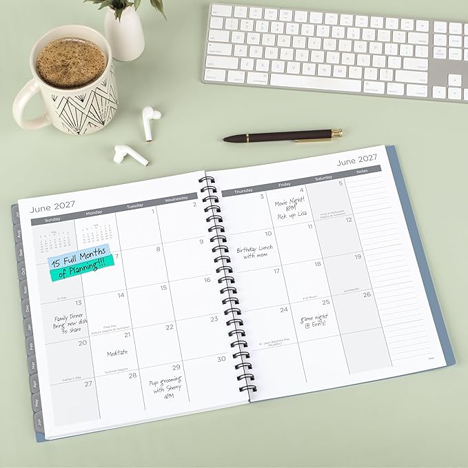 Mead Planner 2026-2027 Weekly & Monthly Academic 15-Month April-June, 8.5" x 11", Composure Blue (CAW62020)