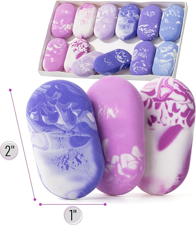 Mr. Pen- Marble Pencil Erasers, 12 Pack, 1" x 2", Soft Rubber Marble Pencil Erasers for School, Office, Art Sketching, Homework, Exams, Clean Smudge-Free Correction