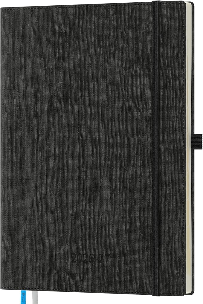 2026-2027 Weekly and Monthly Planner (July 2026–December 2027), 8.5"x11.5", Vertical Layout, 18 Months Agenda with Month Tabs & Pocket, Academic Calendar with Vegan Leather Cover, Black