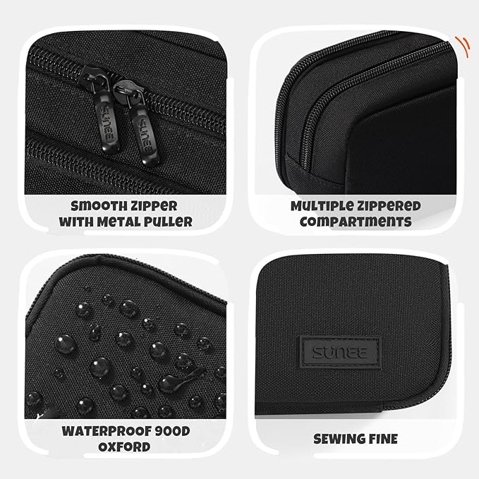 SUNEE Pencil Case, Large Capacity Pencil Pouch, Extra Big Pencil Bag with 6 Compartments, 900D Oxford Pencil Box for Office Stationery Organizer, School Supplies for Teen Boys Girls Women Men, Black