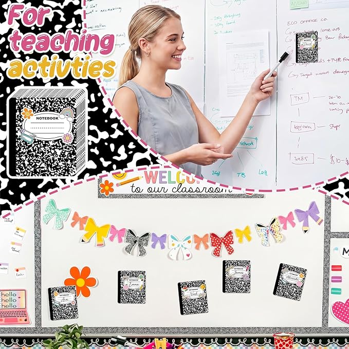 Crtiin Magnetic Name Tags for Lockers Composition Notebook Dry Erase Labels Magnetic Reusable Name Tags for Back to School Whiteboard Classroom School Bus Locker Fridge