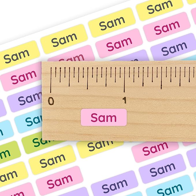 Mini Name Labels (175) - Custom Personalized Name Labels for Labeling Tiny Items, Washer and Dryer-Safe Waterproof Labels for Daycare, Preschool, and School- Cotton Candy