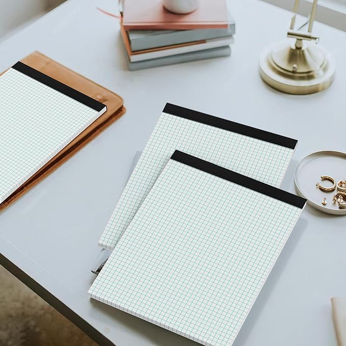 Graph Paper Pad 8.5 x 11 Grid Paper 4x4 Graphing Paper, 12 Pack Grid Paper Pad 30 Sheets per Notepad Graph Ruled Math Paper, Perforated Square Paper Pad 8.5'' x 11'' for Math/Design/Plan/Sketching