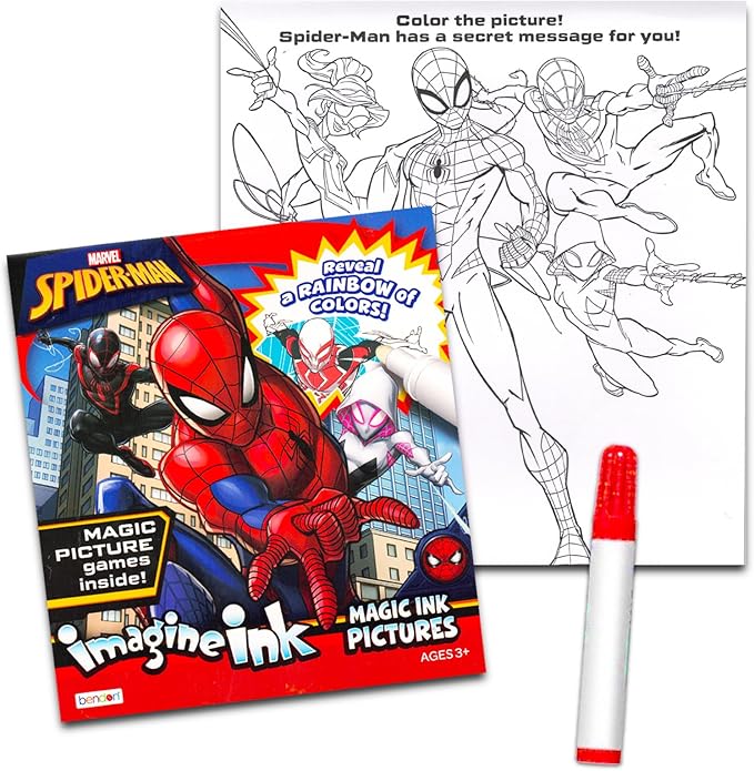 Bulk Imagine Ink Coloring Book Set for Boys - Bundle with 6 No Mess Coloring Books Featuring Sonic, Minecraft, Mickey Mouse, Spidey, Cars, and Bluey