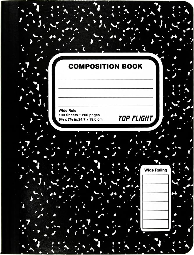 Top Flight Composition Book, Wide Rule, 100 Sheet