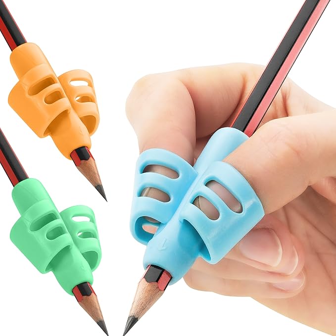 Stylo 3 Pack Pencil Grips for Kids Handwriting - Ergonomic Pencil Grippers for Toddlers Ages 2-5, Preschool & Kindergarten - Left Handed & Right Hand Writing Tools - Occupational Therapy Grip