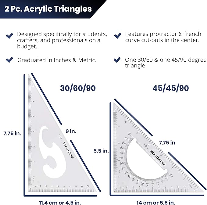 Triangle Set 8 Inch 30/60 & 45/90 …