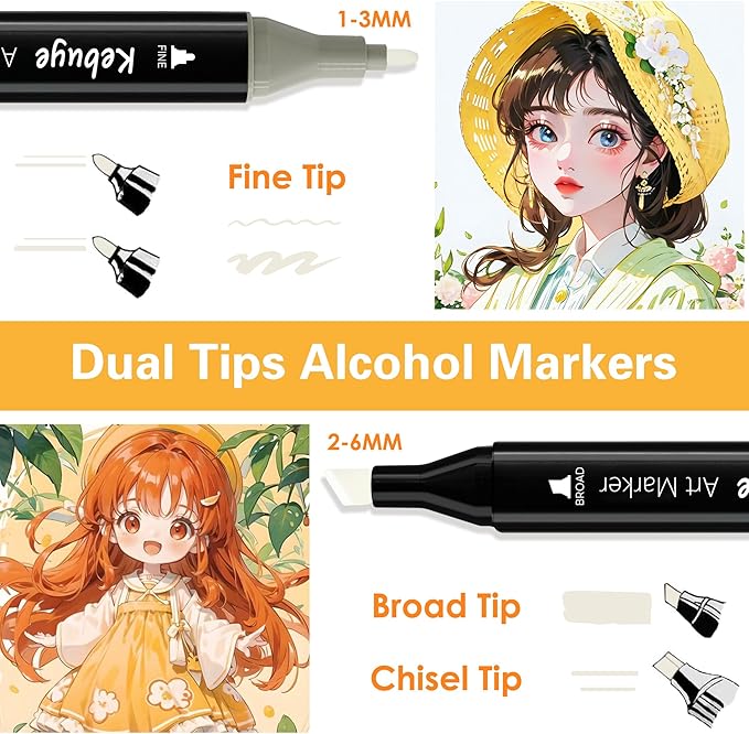 Kebuye 8 Pack Colorless Alcohol Markers - Dual Tips Marker Set Blender Blending Pen - Art Drawing Sketch Double Tipped for Adults Kids Artist Coloring Book