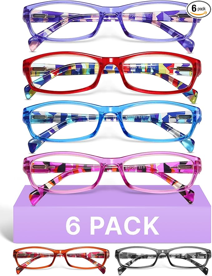 Gaoye 2.75 Reading Glasses for Women, 6 pack Fashion Readers for Women Spring Hinge Eye Glasses, Blue Light Reading Glasses