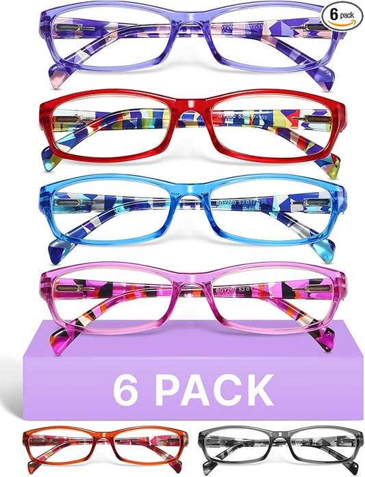 Gaoye 2.5 Reading Glasses for Women, 6 Pack Fashion Readers, Spring Hinge Eye Glasses, Blue Light Reading Glasses