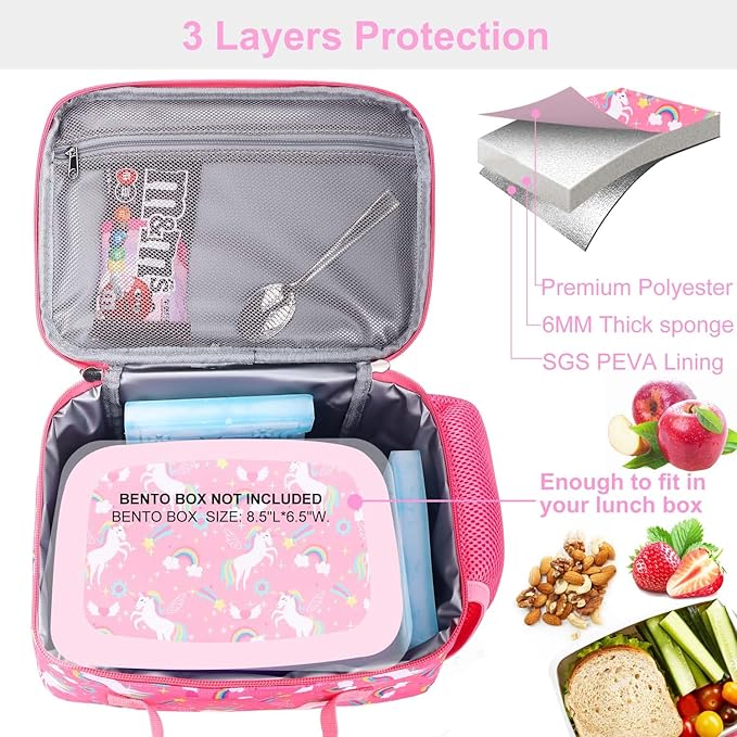 RHCPFOVR Kids Lunch Bag - Insulated Lunch Box for Boys Girls,Washable Lunch Bag and Reusable Toddler Leak-proof Lunchbox for School and Daycare