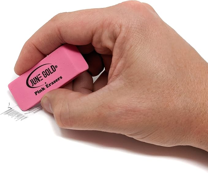 June Gold 16 Pink Rubber Erasers