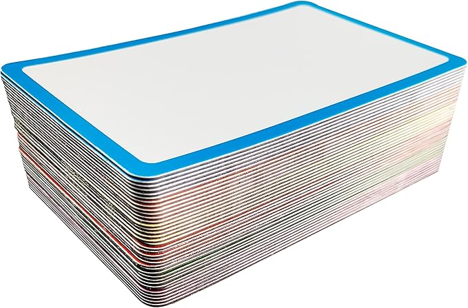 IMAGAME 36 Pack Magnetic Dry Erase Labels - Magnetic Blank Cards with Color Borders, Reusable Magnetic Name Tags - Dry Erase Labels for Home, Office, Classroom - 3 x 5 Inches