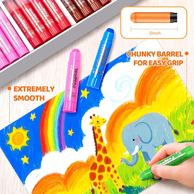 Toidgy 144 Pcs Tempera Paint Sticks, 12 Classic Colors, Washable Solid Paint Sticks for Kids Toddlers, Painting Art Supplies for Classroom Students, Class Pack, Non-Toxic, Quick Drying, Back to School Supplies Bulk