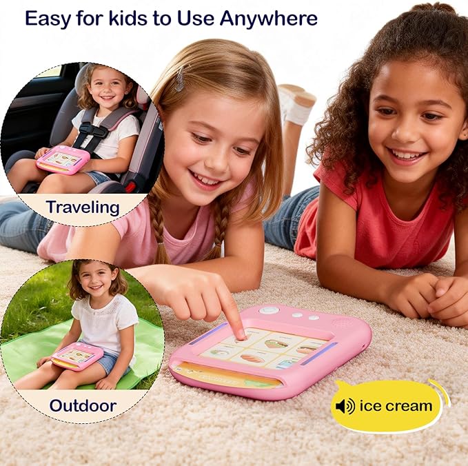 Interactive Learning Tablet for Kids, Educational Talking Toy with with 30 Flash Cards for Alphabets, Phonics, Words, Music & Quiz, Best Learning Toy for Ages 2-5, Birthday Gift for Boys&Girls, Pink