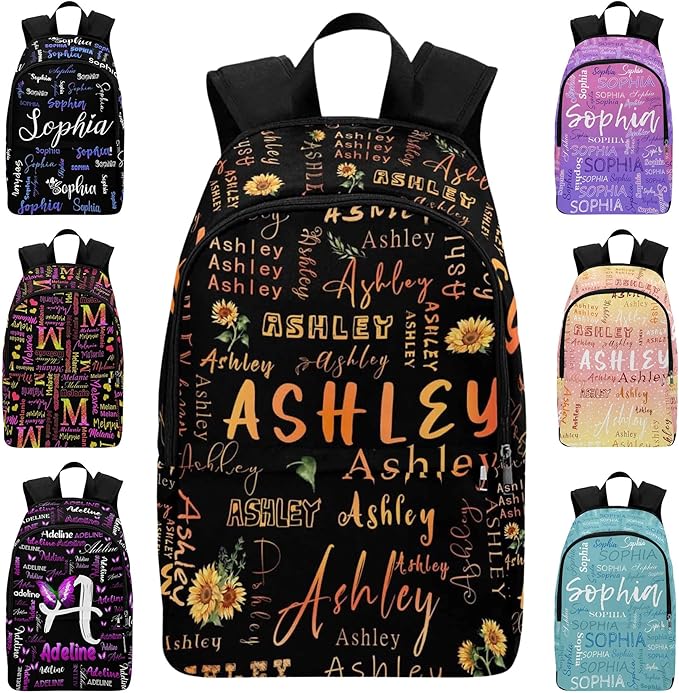M YESCUSTOM Personalized Backpack Girls with Name School Backpack Boys Lightweight Preschool Elementary BookBags, Kids Travel Daypack Shoulder Bag for Teenager