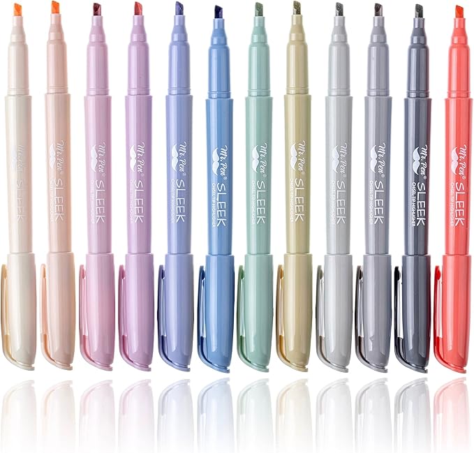 Mr. Pen- Highlighters, 12 Pack, Morandi Colors, Chisel Tip, Quick-Dry, Smear-Resistant, Odorless Highlighters for School, Office & Journaling