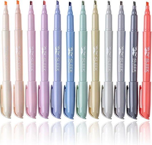 Mr. Pen- Highlighters, 12 Pack, Morandi Colors, Chisel Tip, Quick-Dry, Smear-Resistant, Odorless Highlighters for School, Office & Journaling