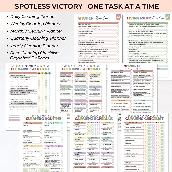 Adhd Cleaning Planner - Reusable Adhd Clean Planner for Adults Cleaning and Organizing Planners Daily Weekly Monthly - Cleaning Schedule and Checklist ADHD Planners for Women Editable Household Schedule Planners 2026