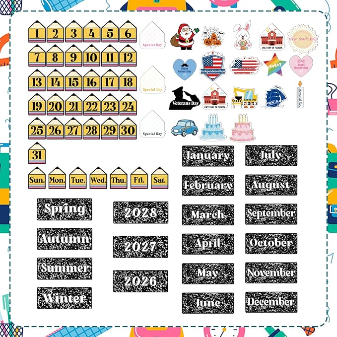 Feifeiya Workbook Calendar Pocket Chart with 82 Activity Cards Classroom Learning Circle Time Calendar Teacher Daily Schedule Pocket Chart for Classroom Homeschool Preschool Office Supplies