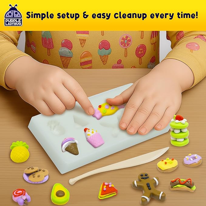 Eraser Lab DIY Clay Kit - Gift Food-Themed Fun Eraser for Kids Craft Set, 8 Clay Colors, Mold Tray & Shaping Tool, Presents for Kids, Creative Activity for Boys & Girls Aged 4+, Birthday Gifts
