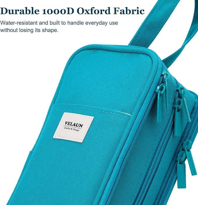 Pencil Case Pouch, Large Capacity Pencil Box Bag, Aesthetic Pen Organizer for School Supplies, Cute Preppy Stuff for Girls Boys Kids, Back to College Stationery, Teal