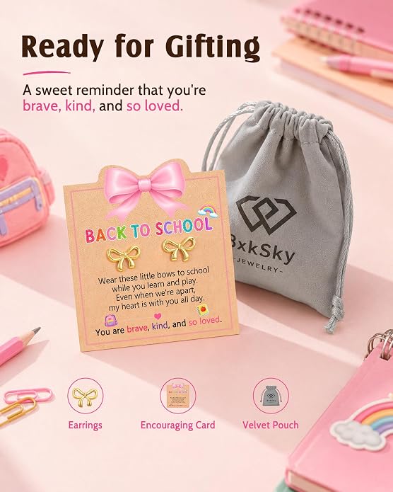Back to School Gifts Bow Earrings