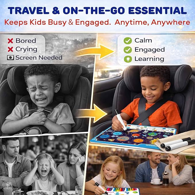 QUOKKA Busy Book for Toddlers 3-5 – Adventure Search and Find Activity Pad - Toddler Dry Erase Learning Workbook with Markers for Travel Quiet Time