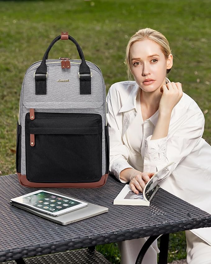 LOVEVOOK Travel Laptop Backpack Women, 15.6 Inch Anti-theft Laptop Bag with USB Port, Fashion Waterproof Computer Backpacks Teacher Nurse Backpack Purse for College Work
