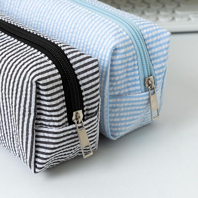 Cute Large Capacity Pencil Case | Aesthetic Striped Pencil Pouch for Office Supplies Organizer(Pink)