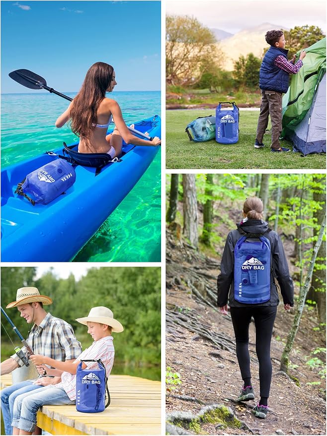HEETA Dry Bag Waterproof Backpack with Phone Case 5L/10L/20L/30L/40L | Roll Top Lightweight Dry Storage Bag for Women Men, Travel Boating Kayaking Paddle Board Camping Beach Essentials Accessories