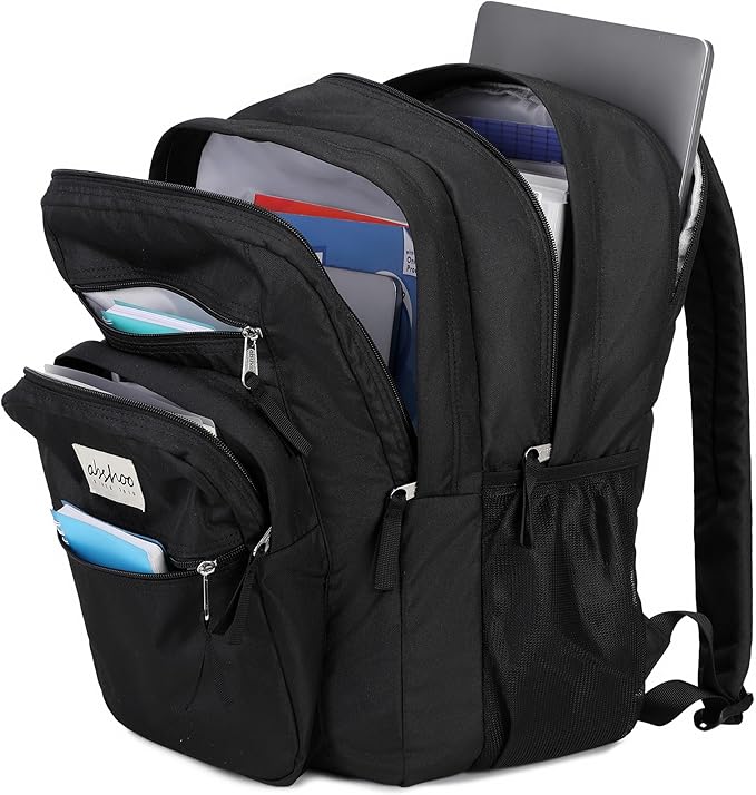 abshoo 34L Large Backpack for School Water Resistant Women Men Bookbag For College, Middle High School, Travel (Black)