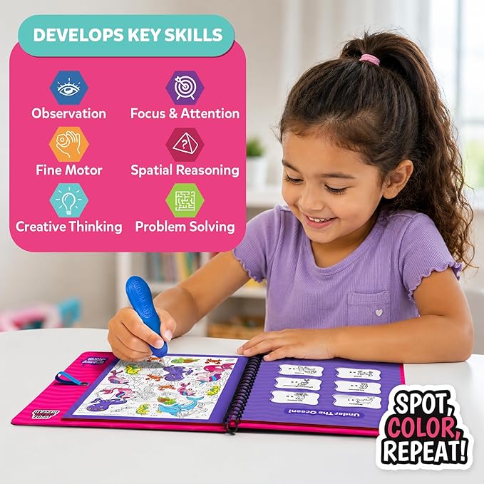 Skillmatics Reusable Search & Find Book – Water Spotter, Mess-Free, Fun Learning Activity, Unicorns & Princesses, Travel Toy, Gifts for Kids Ages 4, 5, 6, 7, 8