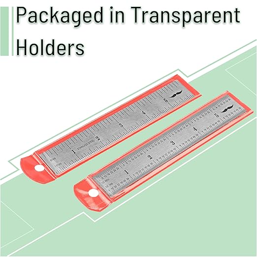 Mr. Pen- Machinist Ruler, 6 Inch, 2 Pack, Stainless Steel Imperial, Precision Measuring Tool, 1/8", 1/16", 1/32", 1/64" Graduation for Engineering, Carpentry, Drafting, Office, School