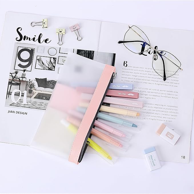 Mr. Pen- Clear Pencil Pouch, 8.50"x4.25", 3 Pack, Durable TPU Material, Medium Water-Resistant Pencil Bags with Smooth Zipper, Multipurpose Clear Pouch for Stationery, School, Office, Travel Supplies