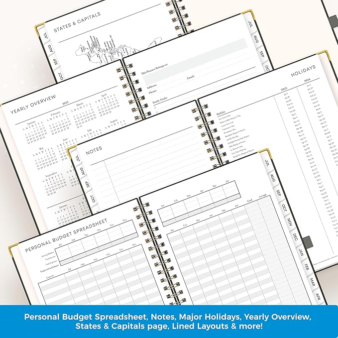 Blue Sky 2025-2026 Weekly and Monthly Academic Year Planner Calendar, July 2025 - June 2026, 5" x 8", Faux Leather Cover, Wirebound, Storage Pocket, Laminated Tabs, Olive
